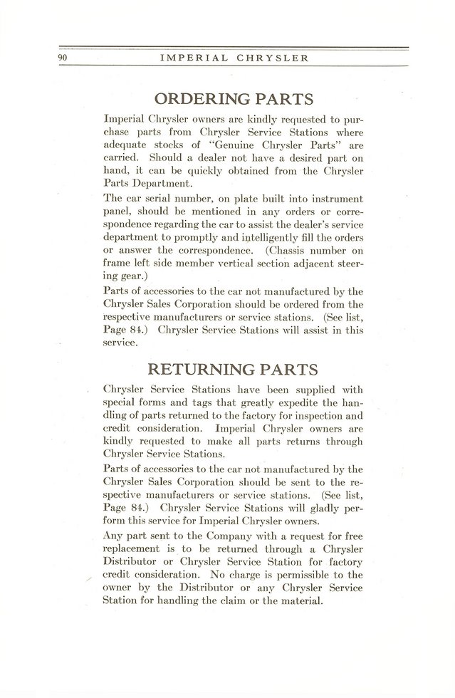 1929 Chrysler Imperial Instruction Book Page 2